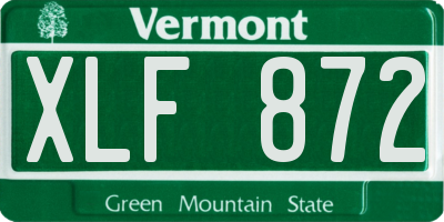 VT license plate XLF872