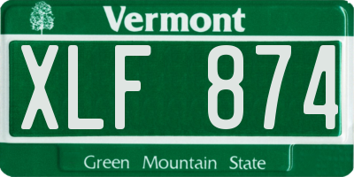 VT license plate XLF874