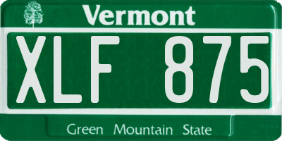 VT license plate XLF875