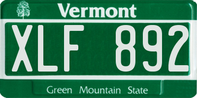 VT license plate XLF892