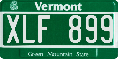 VT license plate XLF899