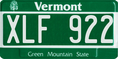 VT license plate XLF922