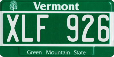VT license plate XLF926