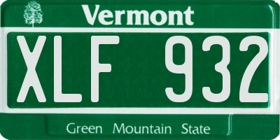 VT license plate XLF932