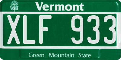 VT license plate XLF933