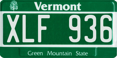 VT license plate XLF936