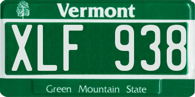 VT license plate XLF938
