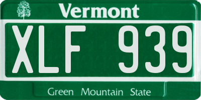 VT license plate XLF939