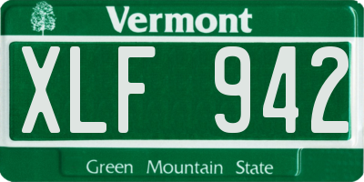 VT license plate XLF942