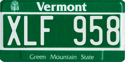 VT license plate XLF958