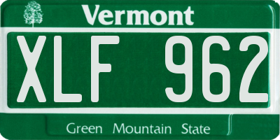 VT license plate XLF962