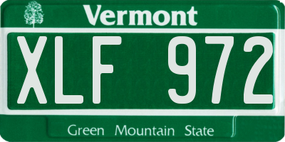 VT license plate XLF972