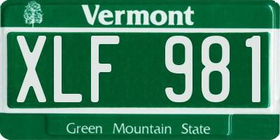 VT license plate XLF981