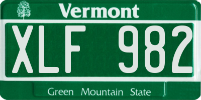 VT license plate XLF982