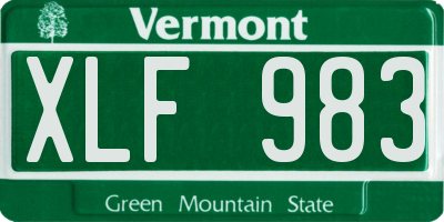 VT license plate XLF983