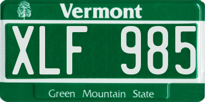 VT license plate XLF985
