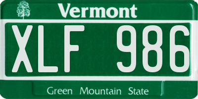 VT license plate XLF986