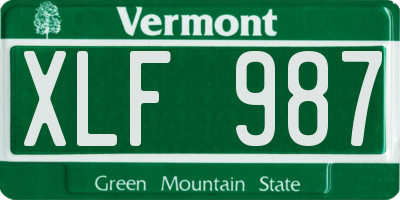 VT license plate XLF987