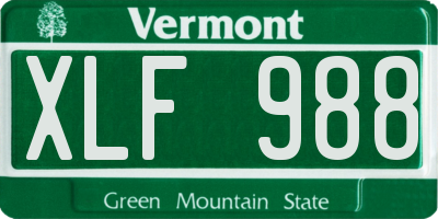 VT license plate XLF988