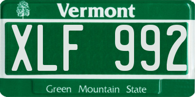 VT license plate XLF992