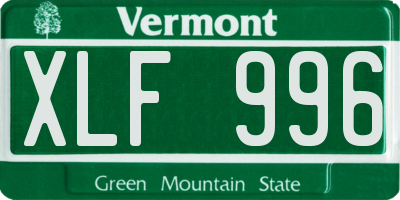 VT license plate XLF996