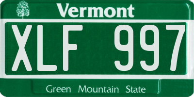 VT license plate XLF997