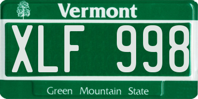 VT license plate XLF998