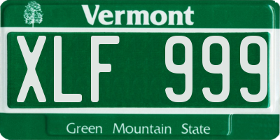 VT license plate XLF999