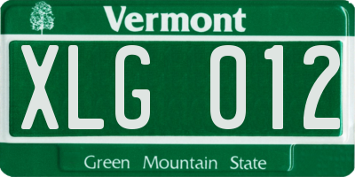 VT license plate XLG012