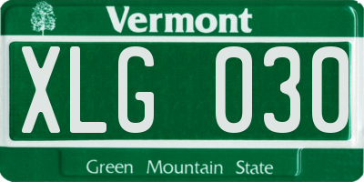 VT license plate XLG030