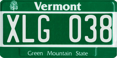 VT license plate XLG038