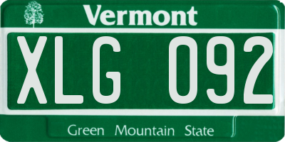 VT license plate XLG092
