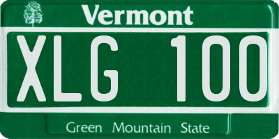 VT license plate XLG100
