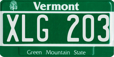 VT license plate XLG203