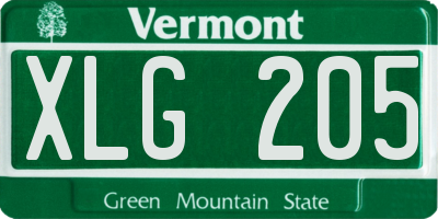 VT license plate XLG205