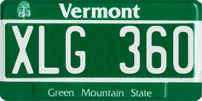 VT license plate XLG360