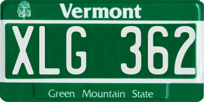 VT license plate XLG362