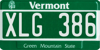 VT license plate XLG386