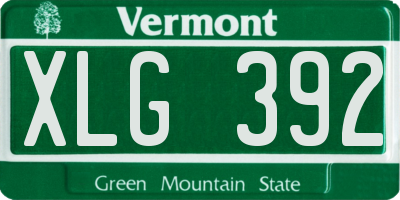 VT license plate XLG392