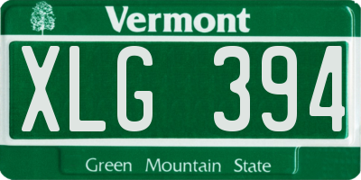 VT license plate XLG394