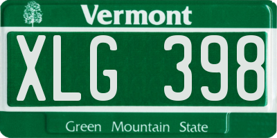 VT license plate XLG398