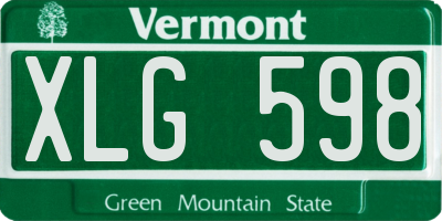 VT license plate XLG598