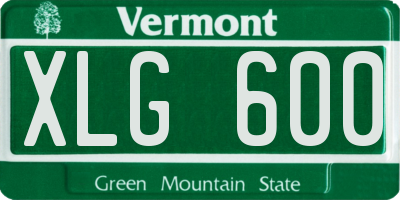 VT license plate XLG600