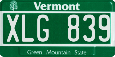 VT license plate XLG839