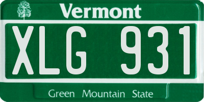 VT license plate XLG931