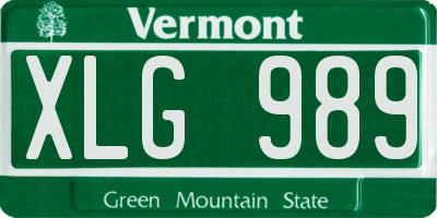 VT license plate XLG989