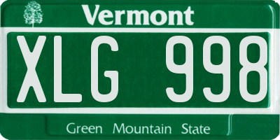 VT license plate XLG998