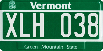 VT license plate XLH038