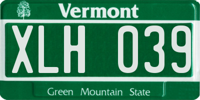 VT license plate XLH039