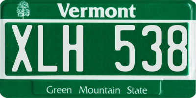 VT license plate XLH538